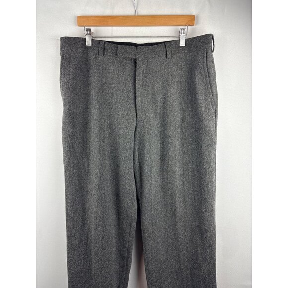 Vintage Gray Wool Dress Pants Mens Size 36 High-Quality Tailored Slacks - Picture 1 of 4